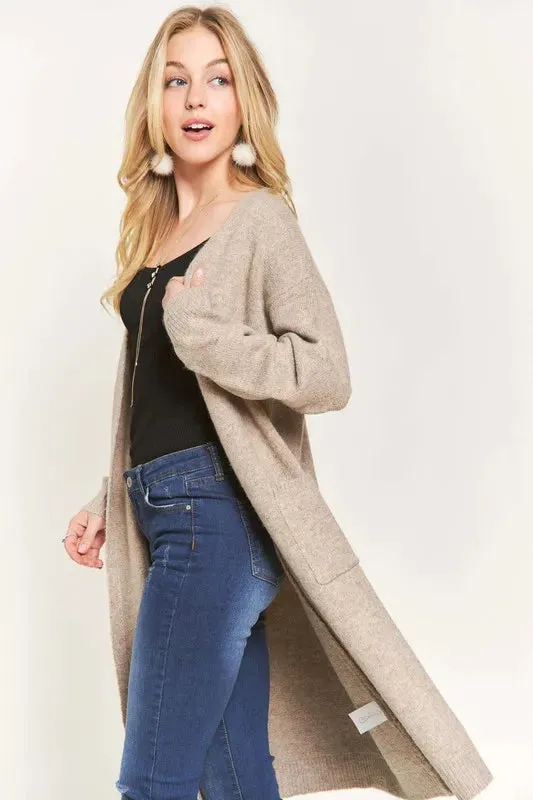 2tone Sweater Open Cardigan