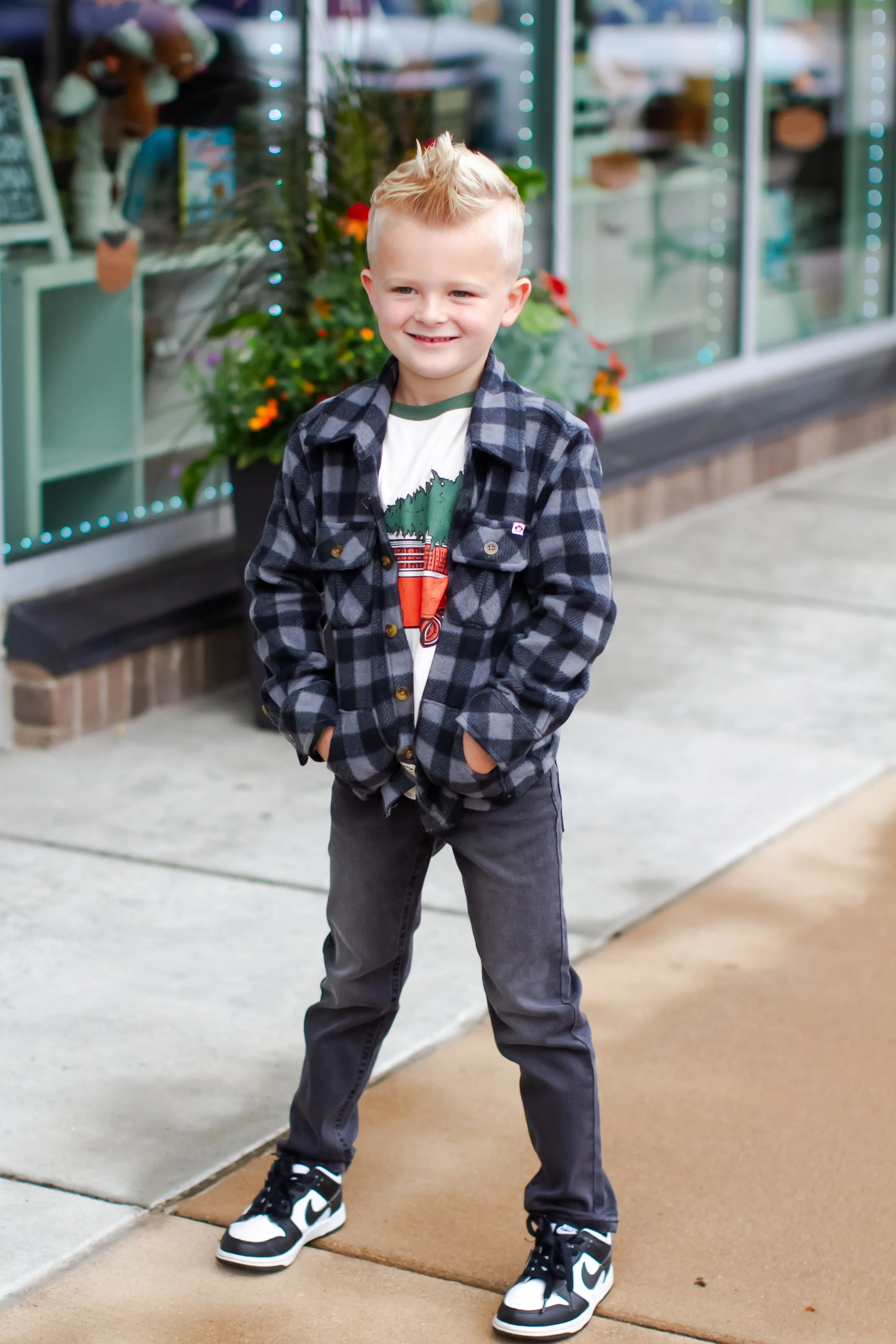 Appaman - Boys Snow Fleece Shirt in Grey/Black Check (5)