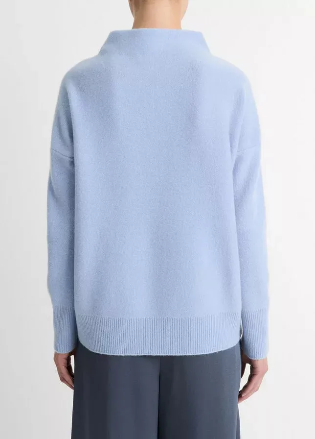 Boiled Funnel Neck Pullover- Porcelain Blue