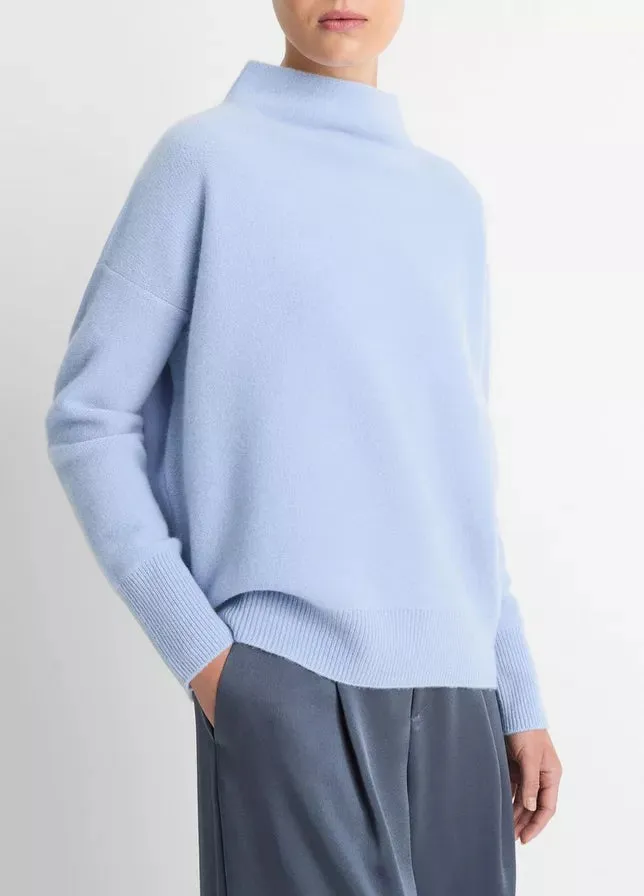 Boiled Funnel Neck Pullover- Porcelain Blue