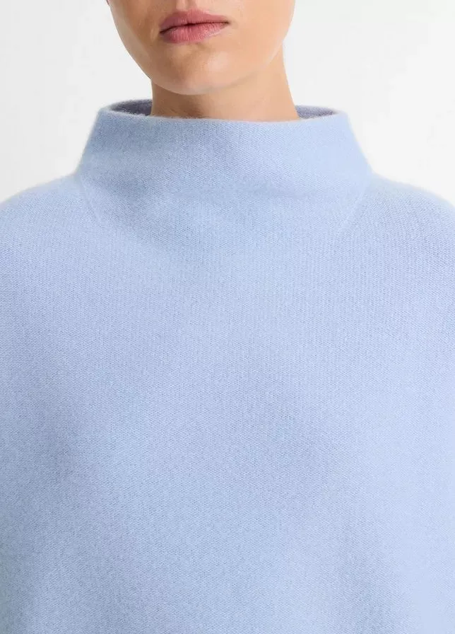 Boiled Funnel Neck Pullover- Porcelain Blue