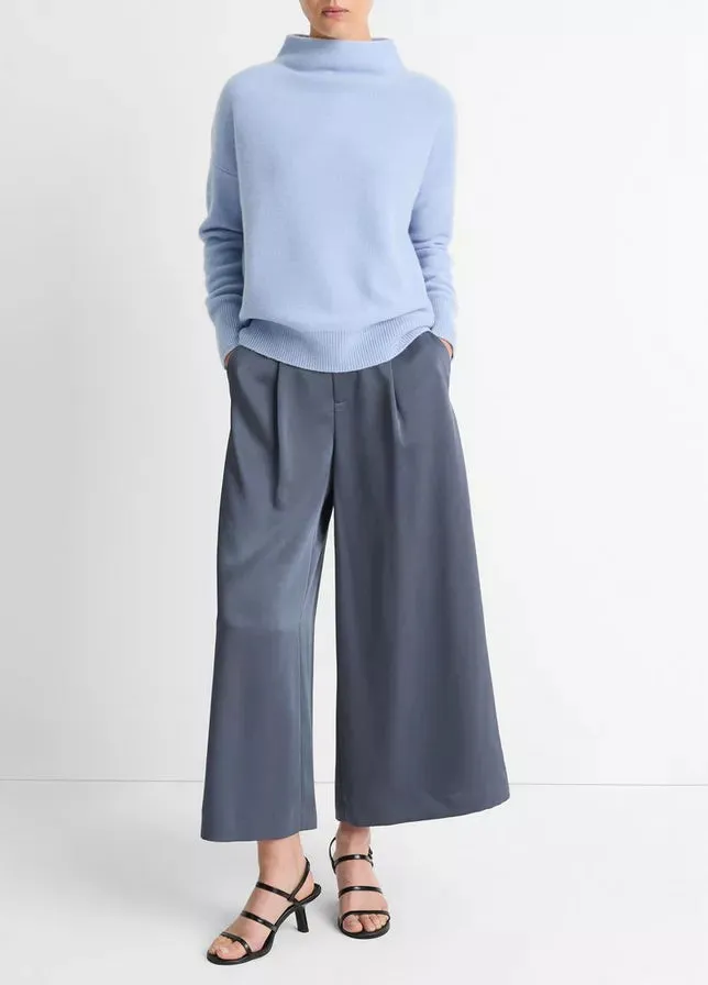 Boiled Funnel Neck Pullover- Porcelain Blue