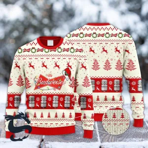 Budweiser Reindeer Snowy Night Ugly Sweater