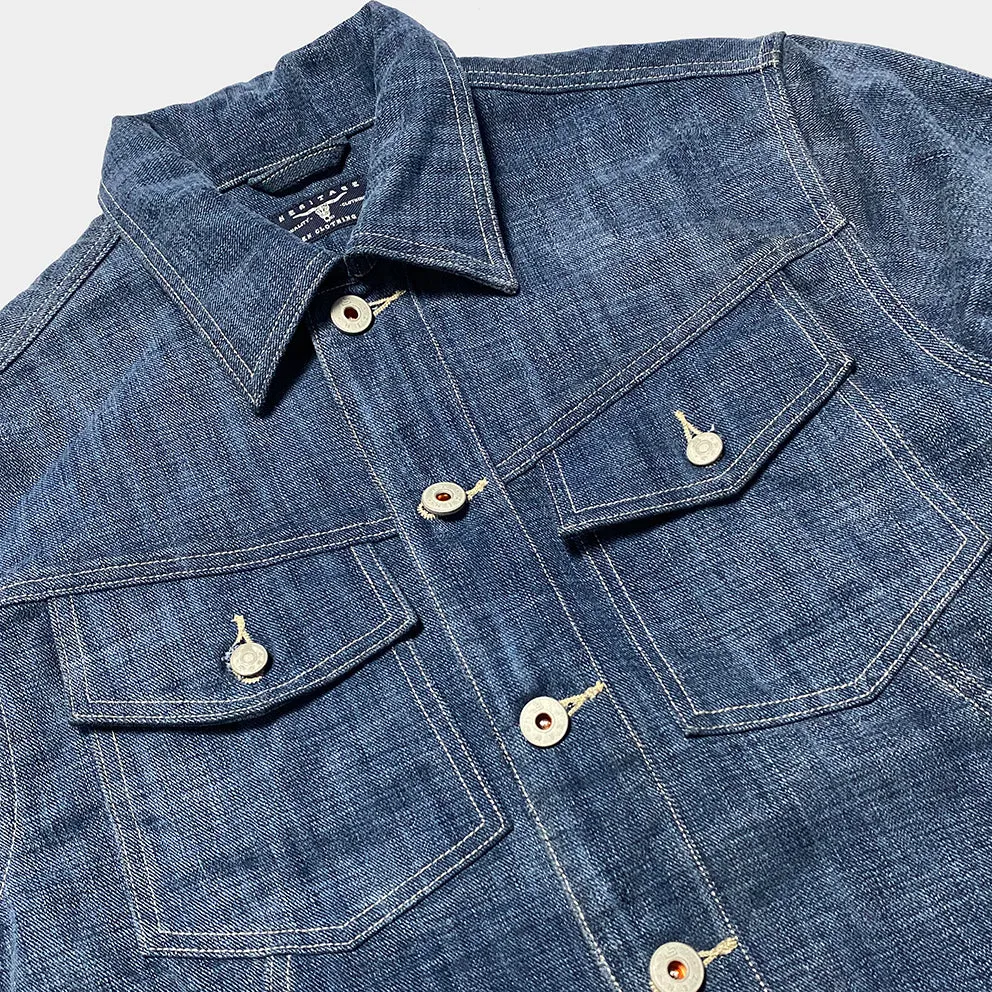 BZEN M.3139RR GARCIA2-BD REGULAR FIT 4 POCKET TOP SIDE BRUSHED ROYAL BLUE DENIM JACKET-11.5OZ-E0 ROYAL BLUE