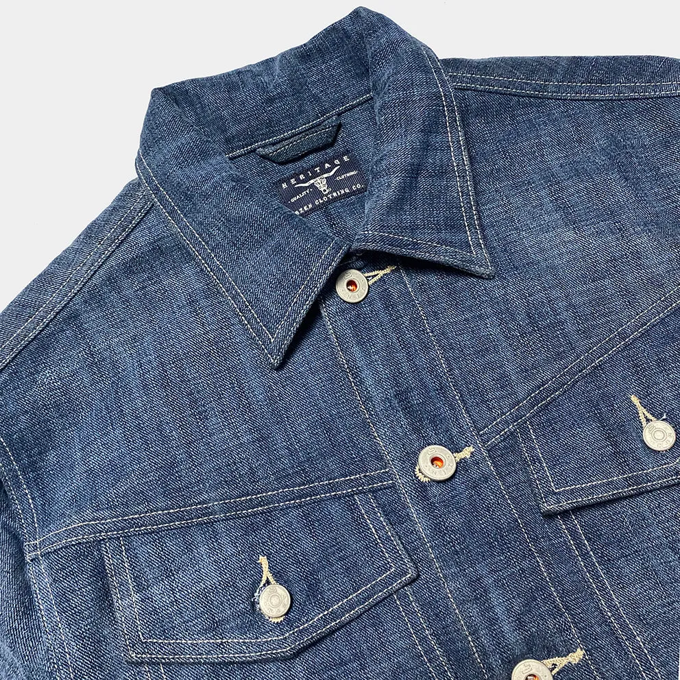 BZEN M.3139RR GARCIA2-BD REGULAR FIT 4 POCKET TOP SIDE BRUSHED ROYAL BLUE DENIM JACKET-11.5OZ-E0 ROYAL BLUE