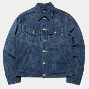 BZEN M.3139RR GARCIA2-BD REGULAR FIT 4 POCKET TOP SIDE BRUSHED ROYAL BLUE DENIM JACKET-11.5OZ-E0 ROYAL BLUE