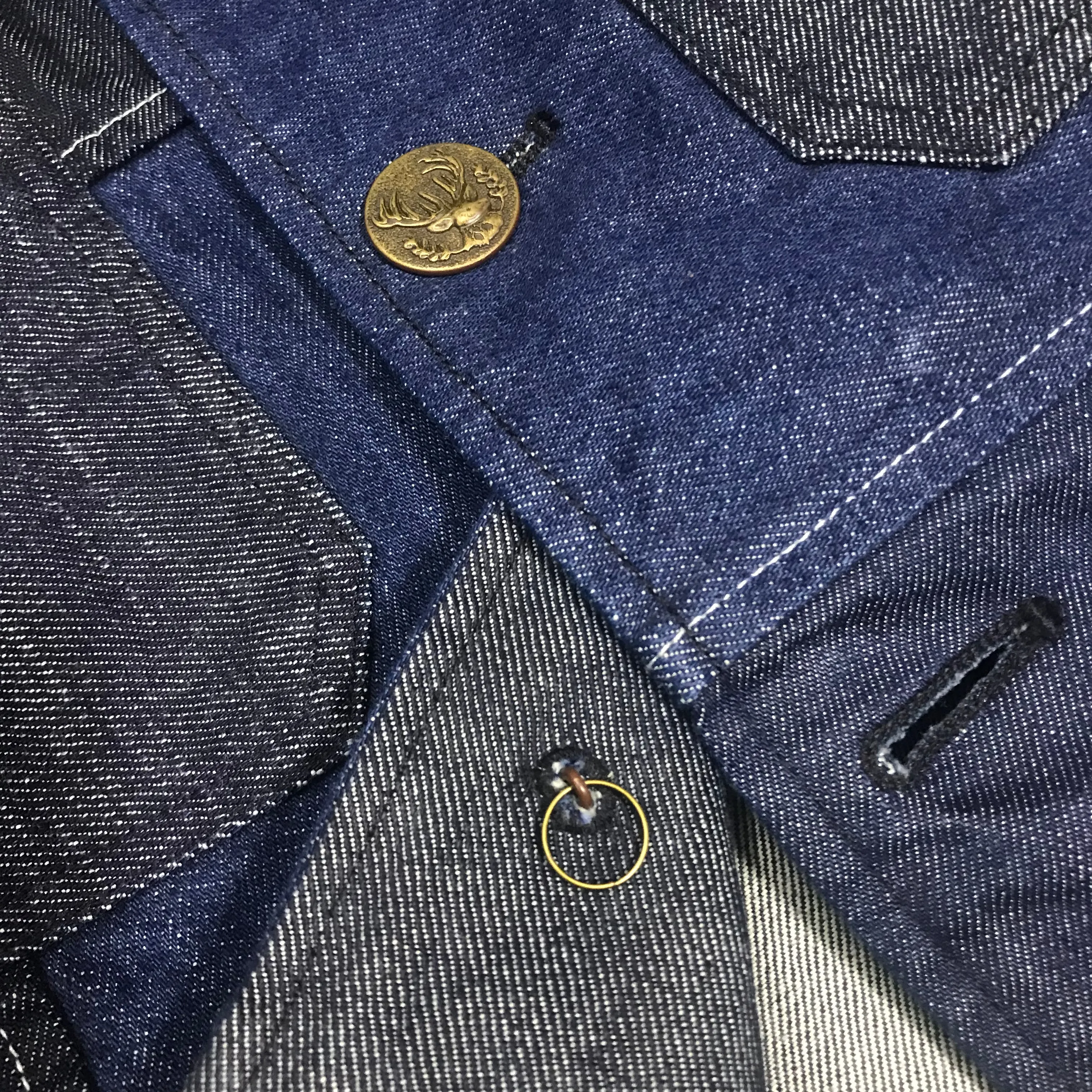 BZEN M.3201-PIERRE REGULAR FIT FRENCH WORKWEAR INSPIRED PATCHWORK JACKET- E0 RINSE INDIGO