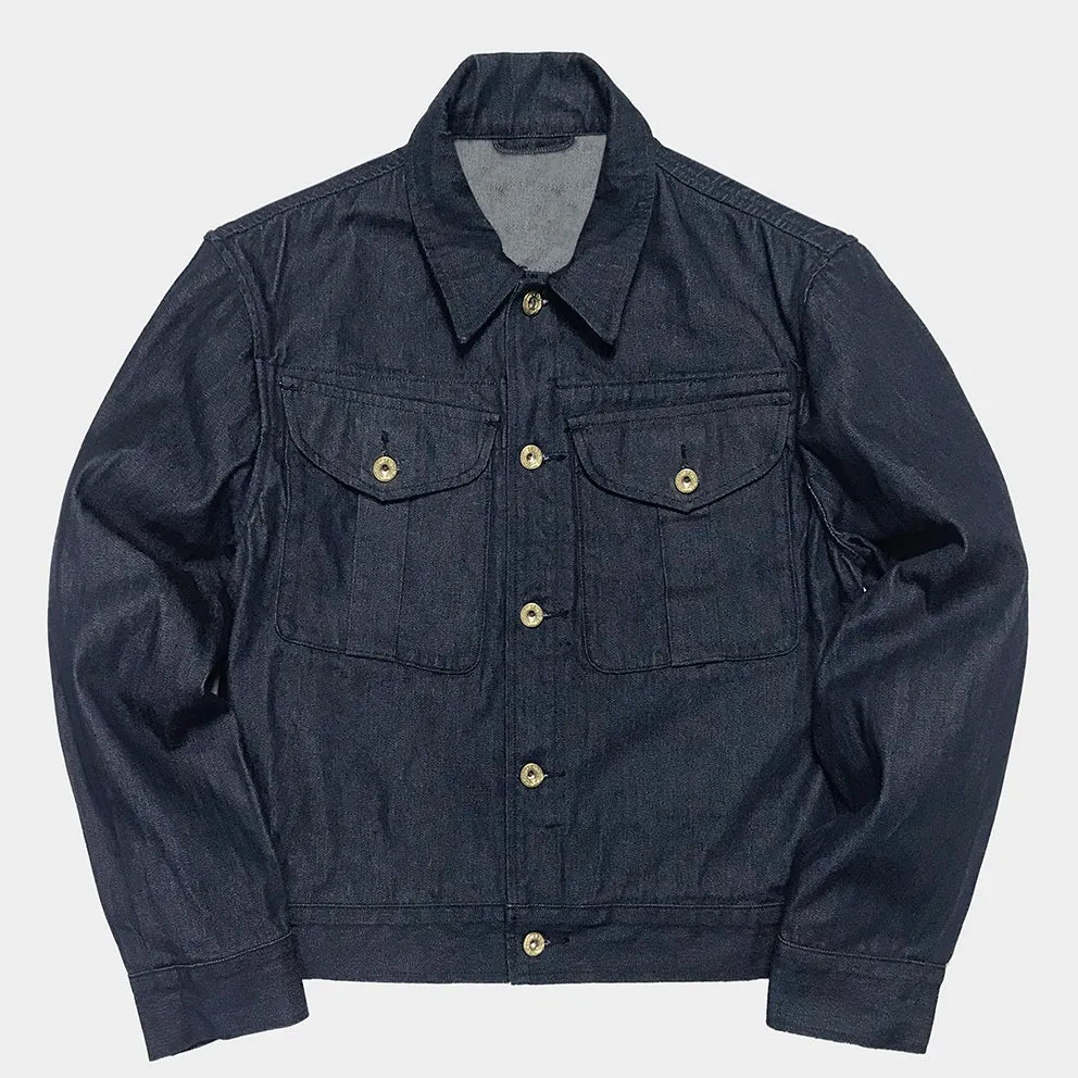 BZEN M.3221-HMS REGULAR FIT 4 POCKET NAVAL INSPIRED DENIM JACKET-12OZ-HRH INDIGO