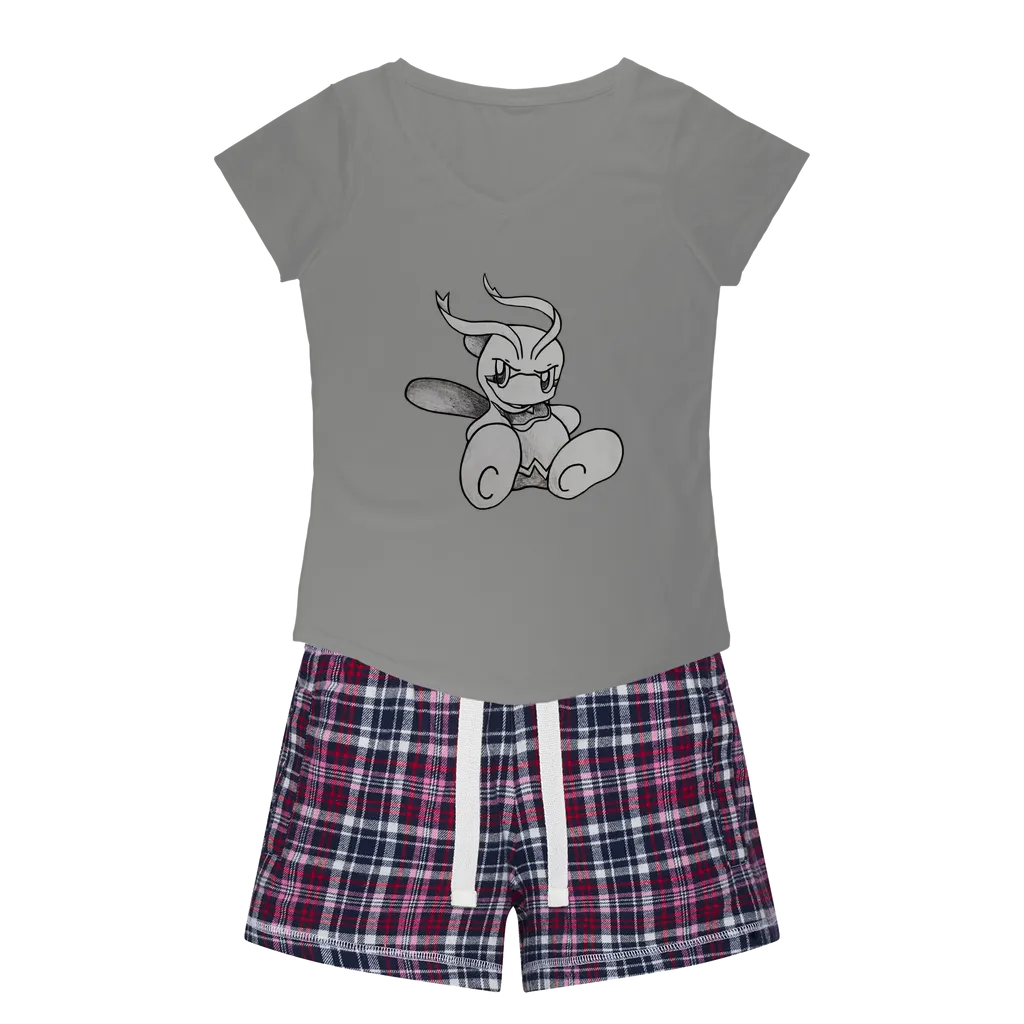 Fairyu Women's Sleepy Tee and Flannel Short