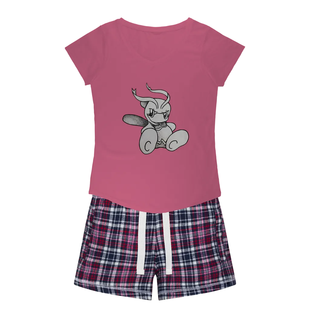 Fairyu Women's Sleepy Tee and Flannel Short