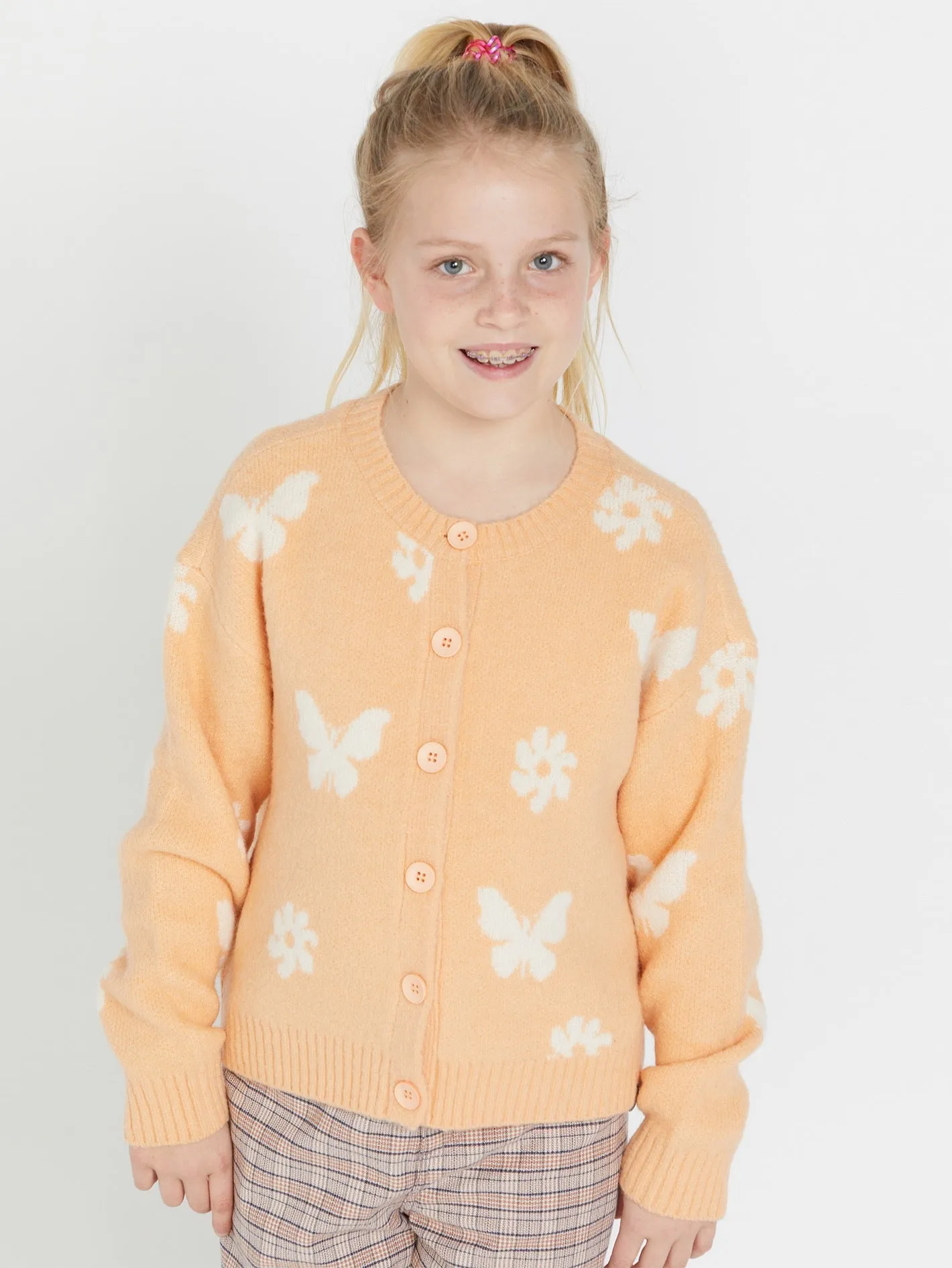 Girls Craizy Daizy Cardigan - Peach Bud