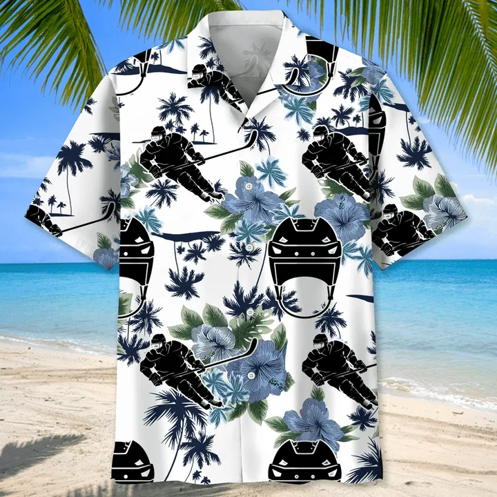 Hockey Neon Light Hawaiian Shirt for Men, hockey life shirt, hockey player gifts