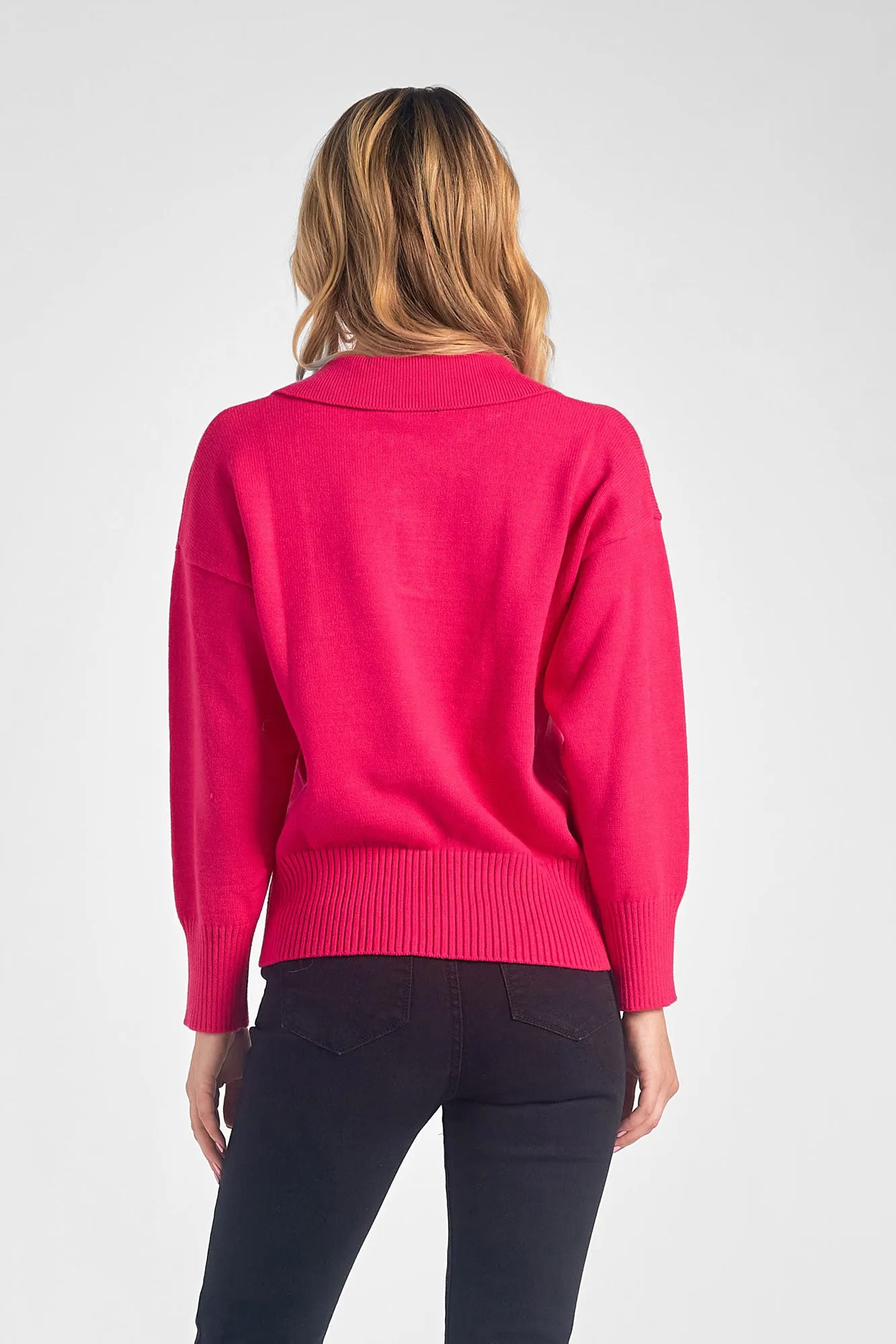 Hot Pink Collared Sweater