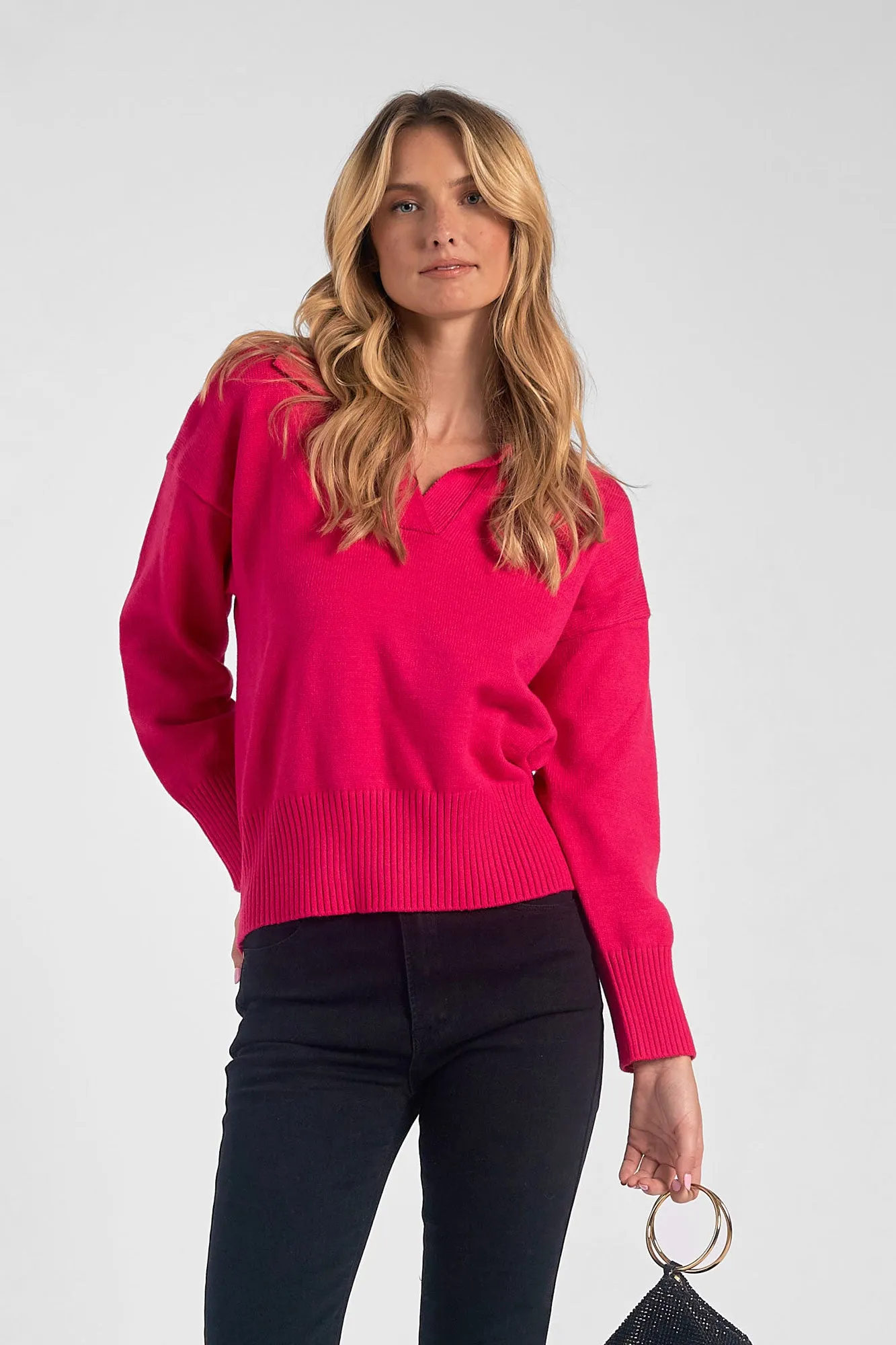 Hot Pink Collared Sweater