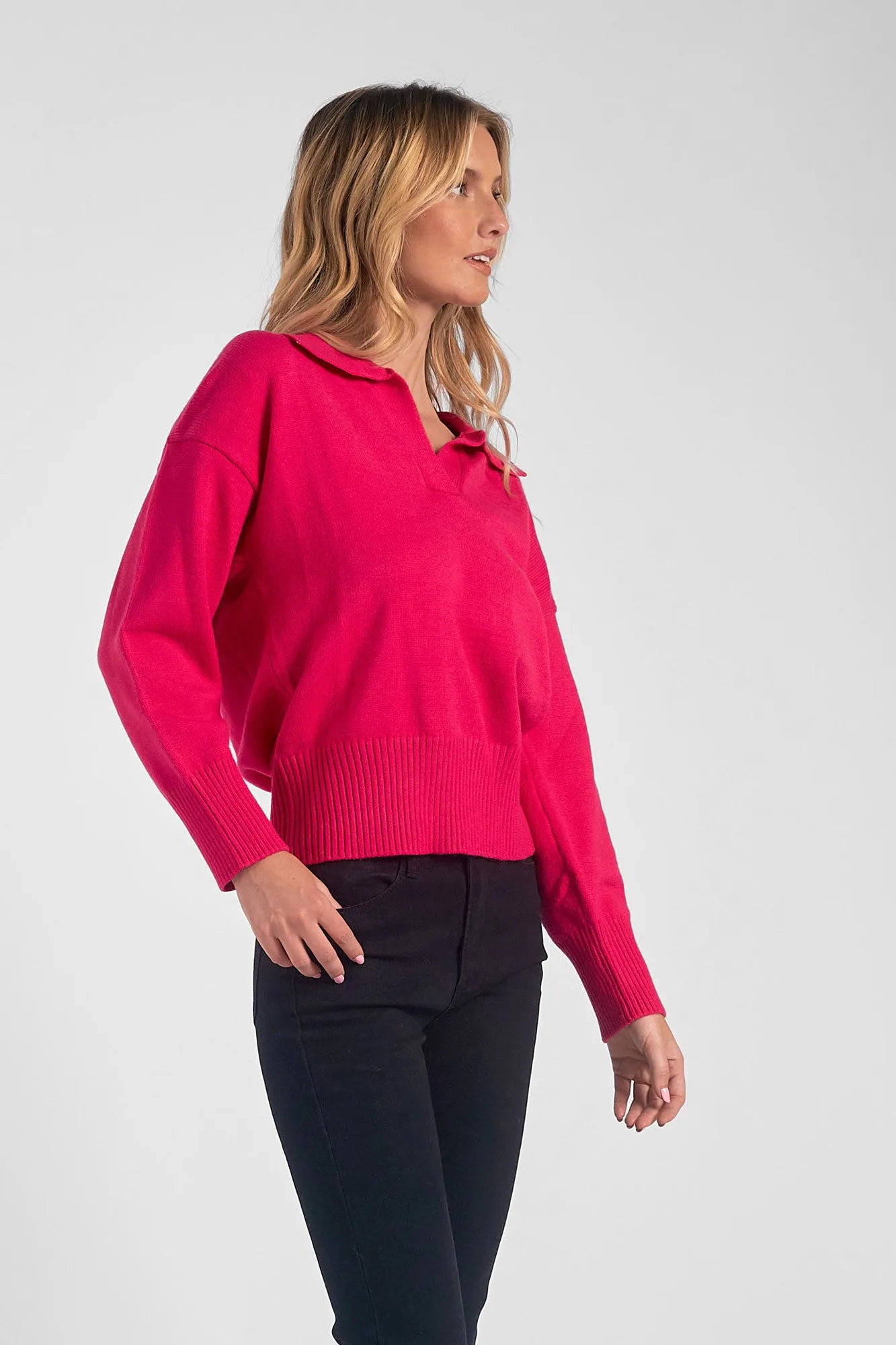 Hot Pink Collared Sweater