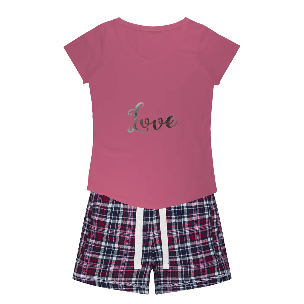 Love Women's Sleepy Tee and Flannel Short