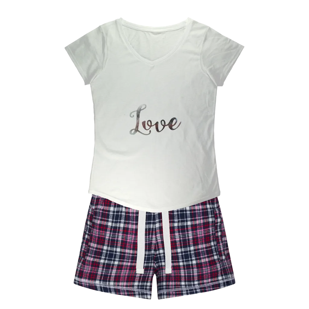 Love Women's Sleepy Tee and Flannel Short