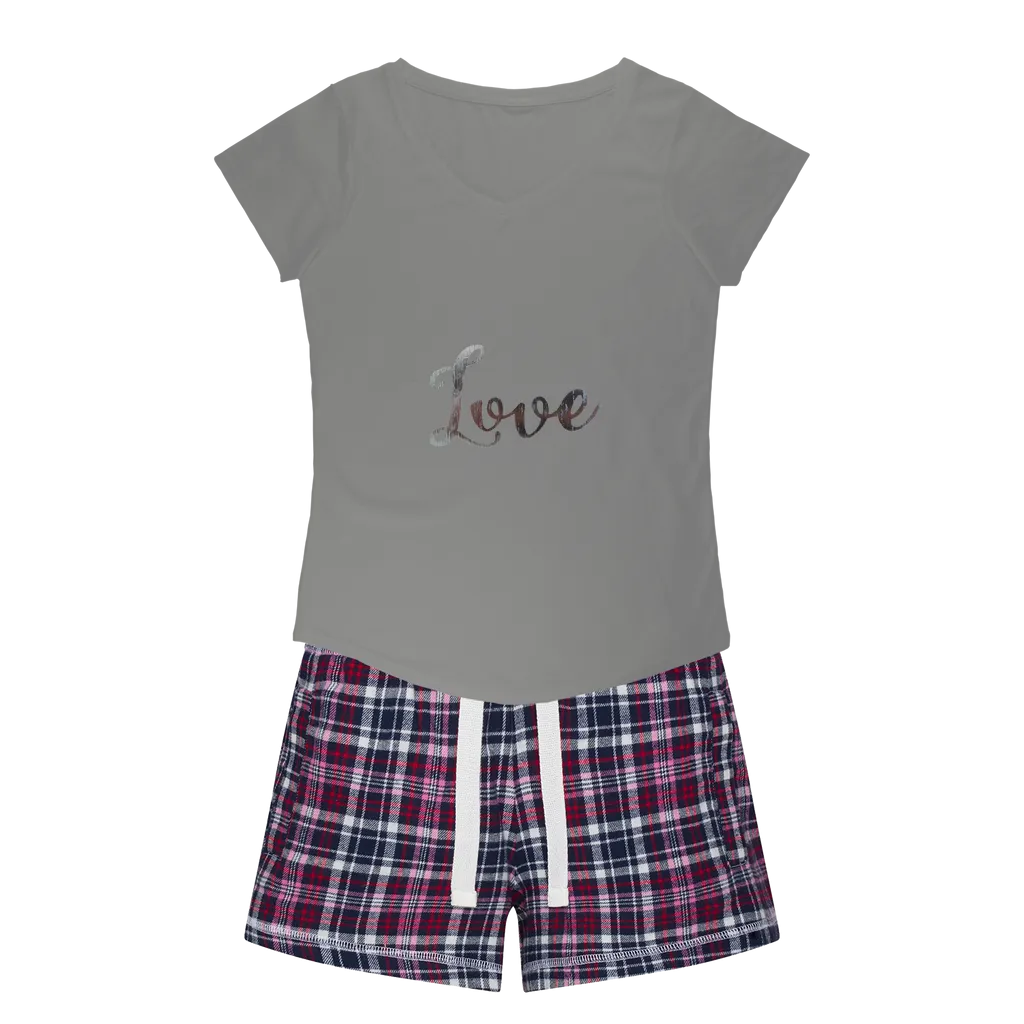 Love Women's Sleepy Tee and Flannel Short