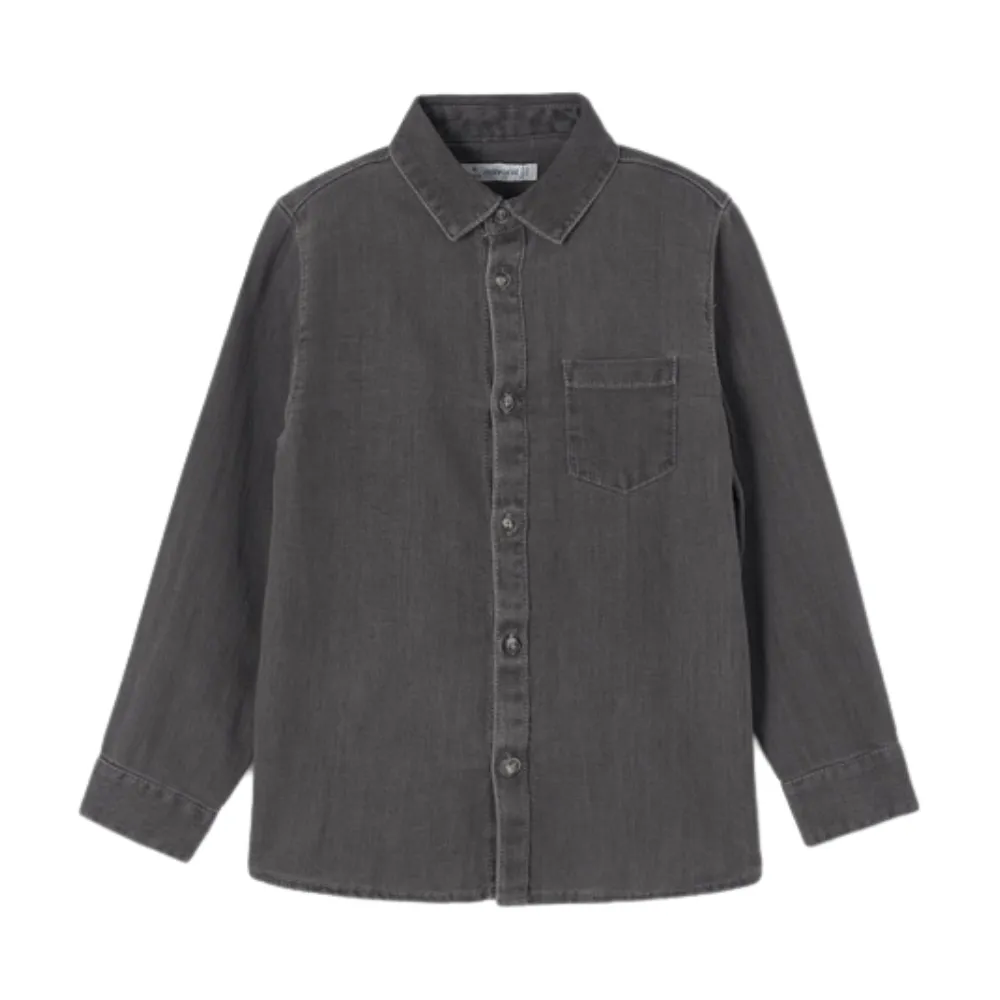 Mayoral - Boys Long-Sleeved Soft Denim Shirt in Grey
