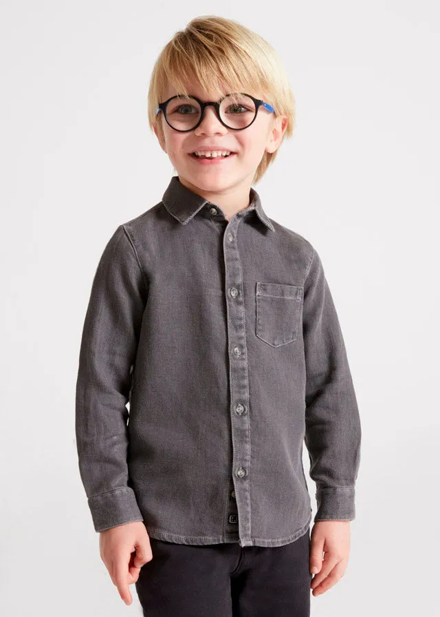 Mayoral - Boys Long-Sleeved Soft Denim Shirt in Grey