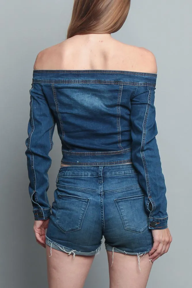 Off the Shoulder Denim Jacket