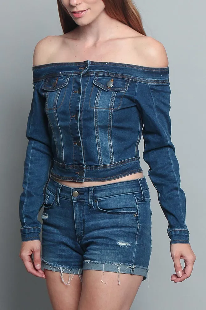 Off the Shoulder Denim Jacket