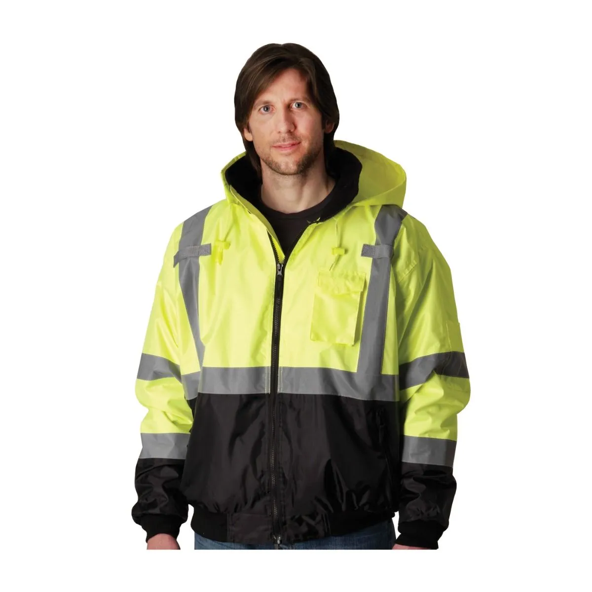 PIP 333-1766-LY Type R Class 3 Value Black Bottom Bomber Jacket, Hi-Vis Yellow, 1 Each