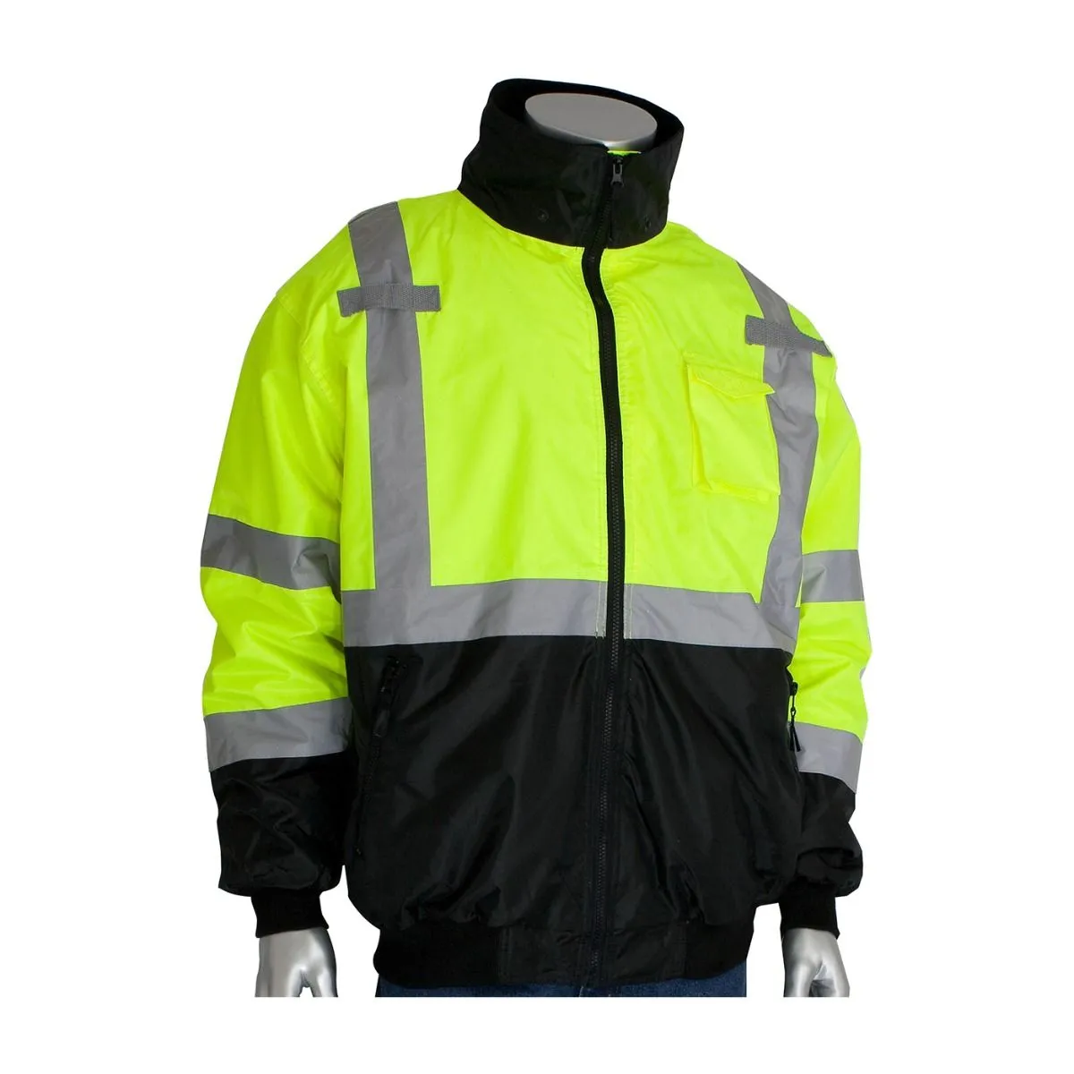 PIP 333-1766-LY Type R Class 3 Value Black Bottom Bomber Jacket, Hi-Vis Yellow, 1 Each