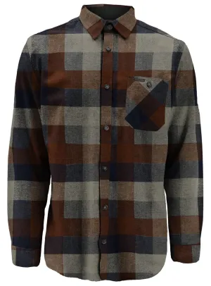 Point Zero Mens Navy/Bronze Severn Cotton Light Brush Flannel Shirt