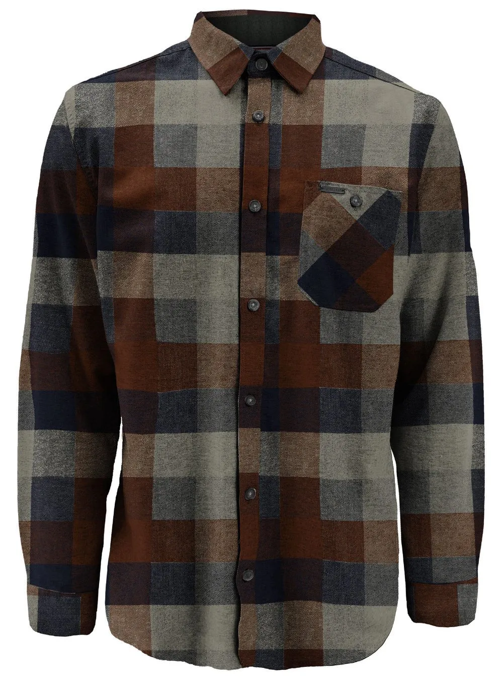 Point Zero Mens Navy/Bronze Severn Cotton Light Brush Flannel Shirt