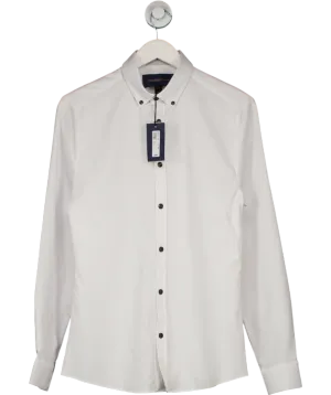 River Island White Long Sleeve Textured Muscle Fit Shirt UK S