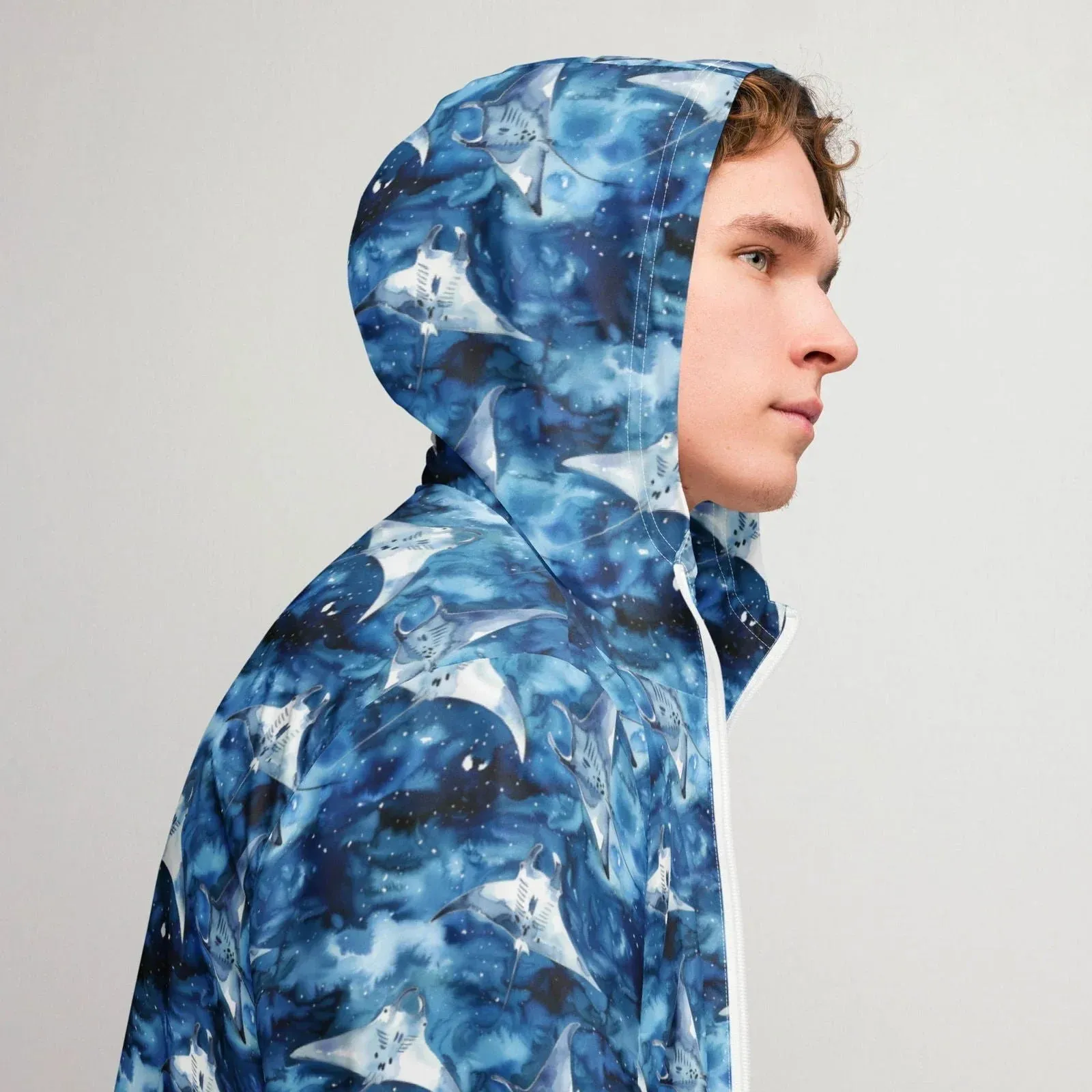 Starry Manta Ray Men’s Windbreaker