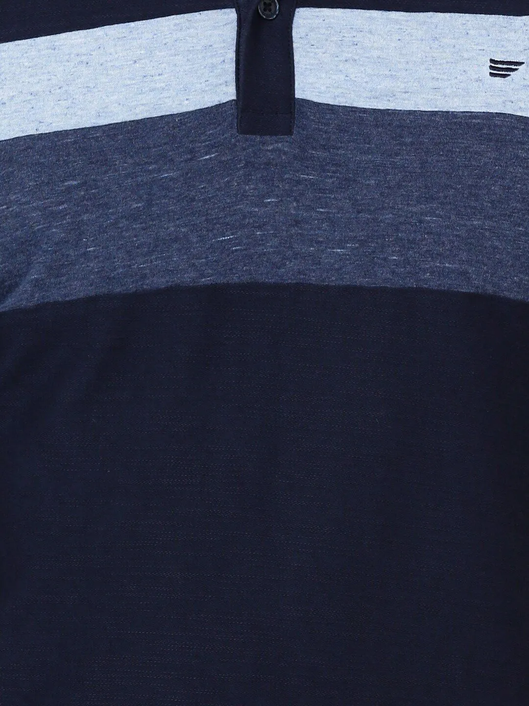 T-Base Men Blue Striped Polo Collar Slim Fit Cotton T-Shirt