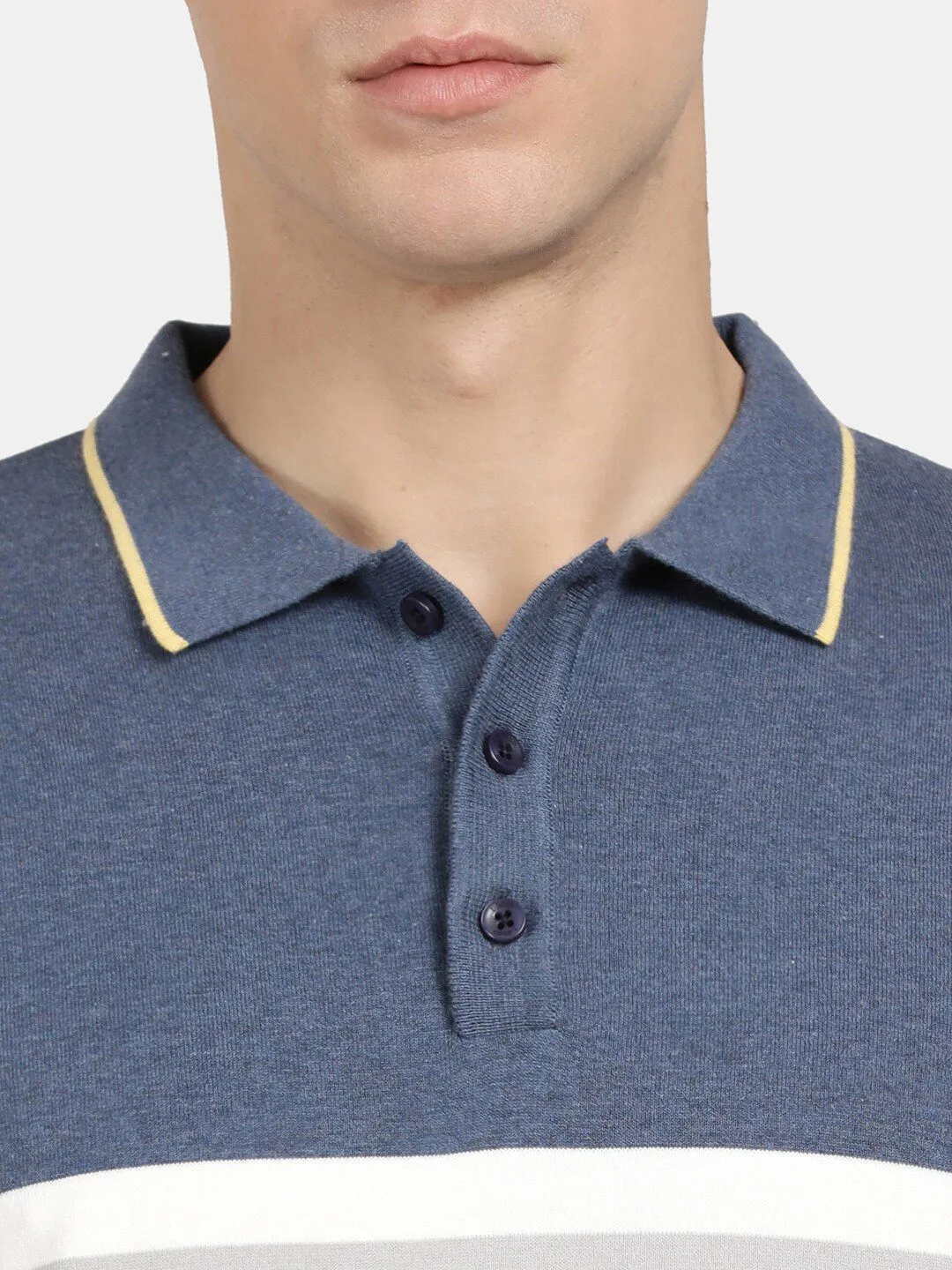 T-Base Men Colourblocked Polo Collar T-Shirt