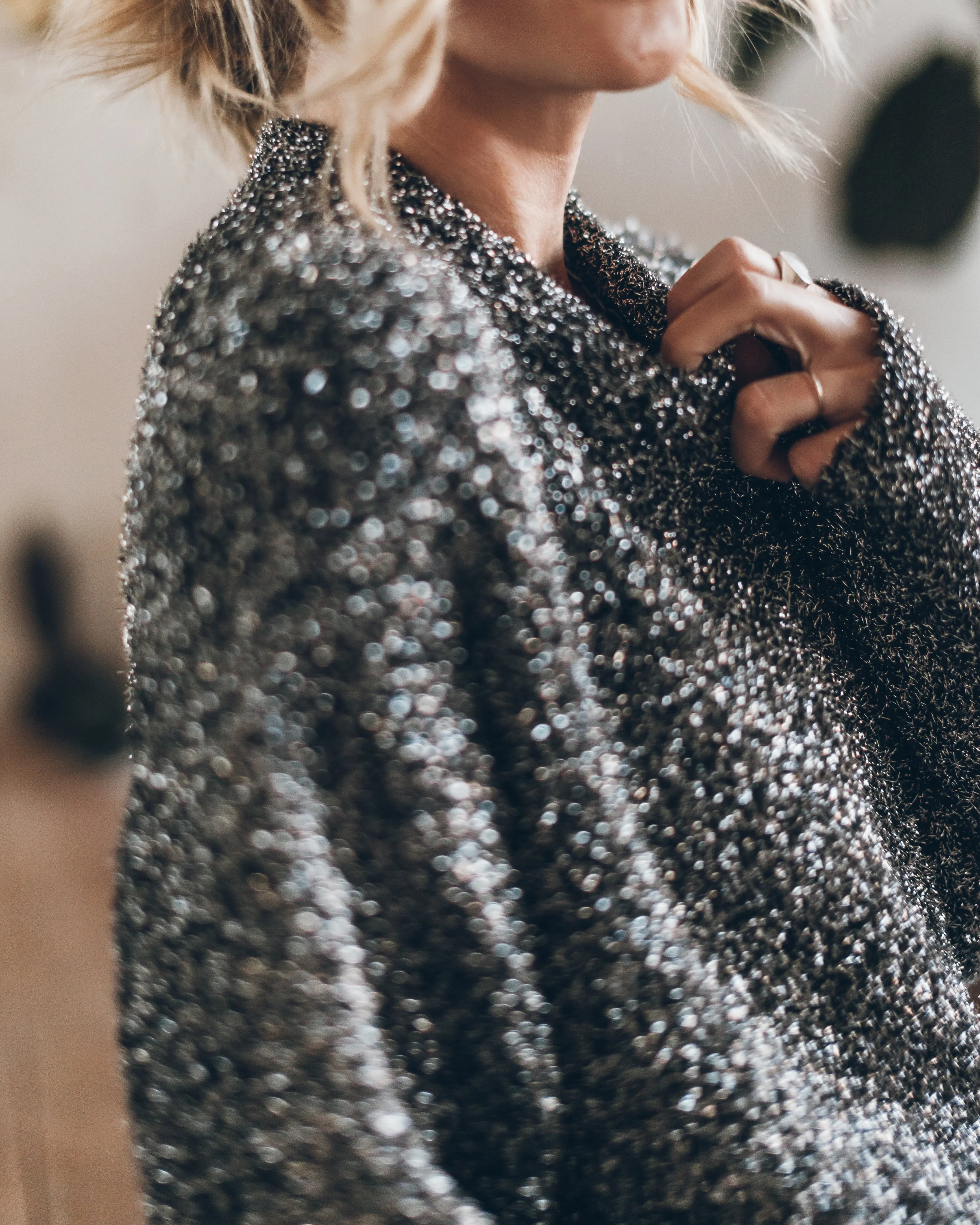The Grey Sparkly Fluffy Knit Sweater