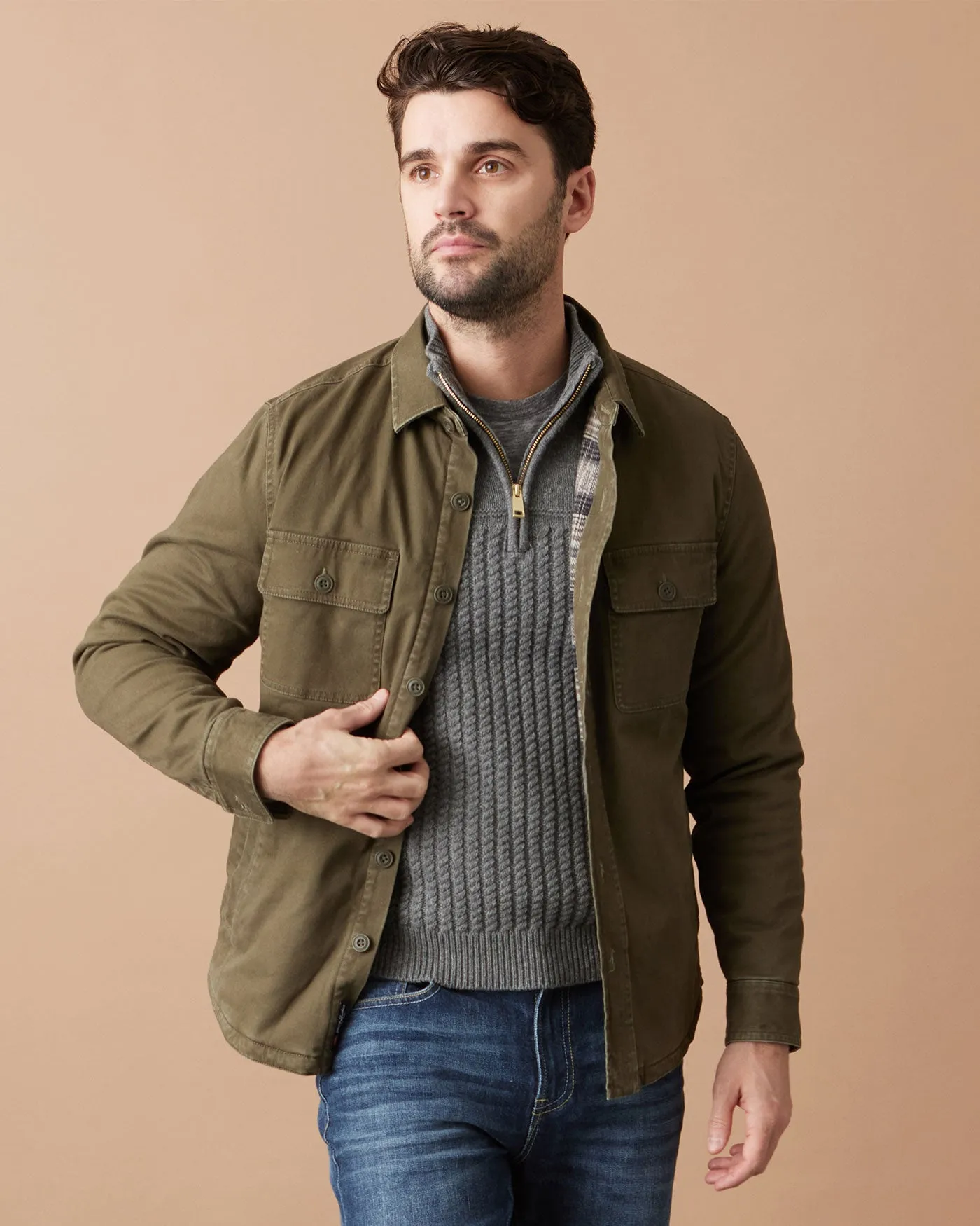 WOODLAND MERINO WOOL 1/4-ZIP SWEATER