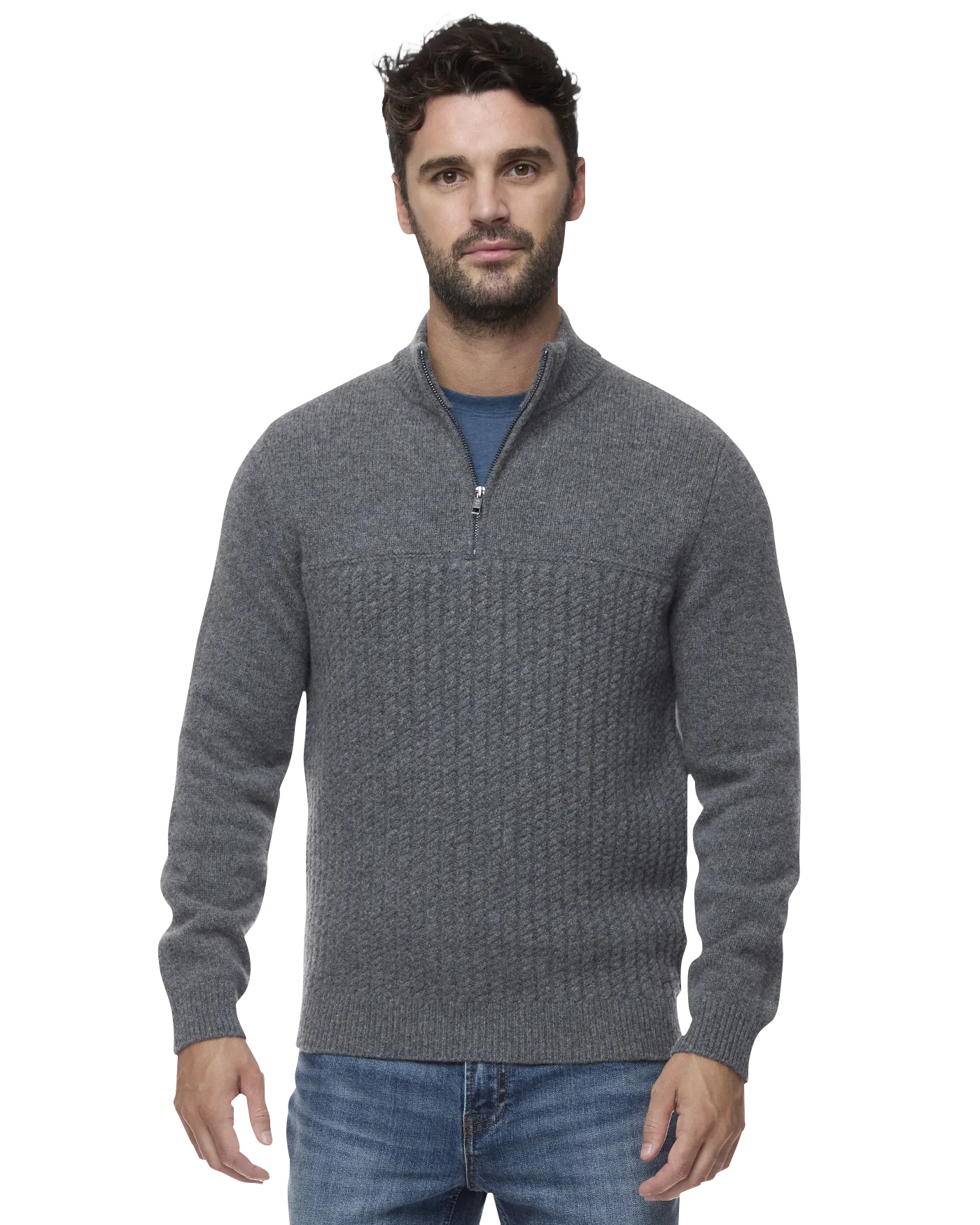 WOODLAND MERINO WOOL 1/4-ZIP SWEATER