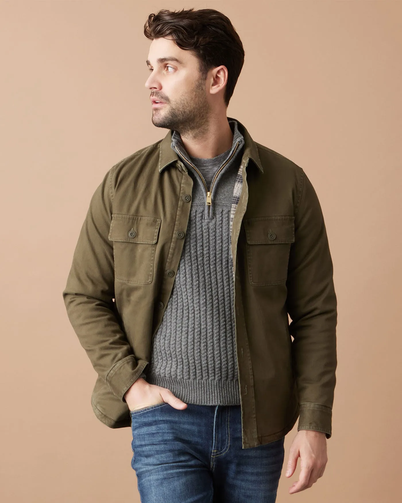 WOODLAND MERINO WOOL 1/4-ZIP SWEATER